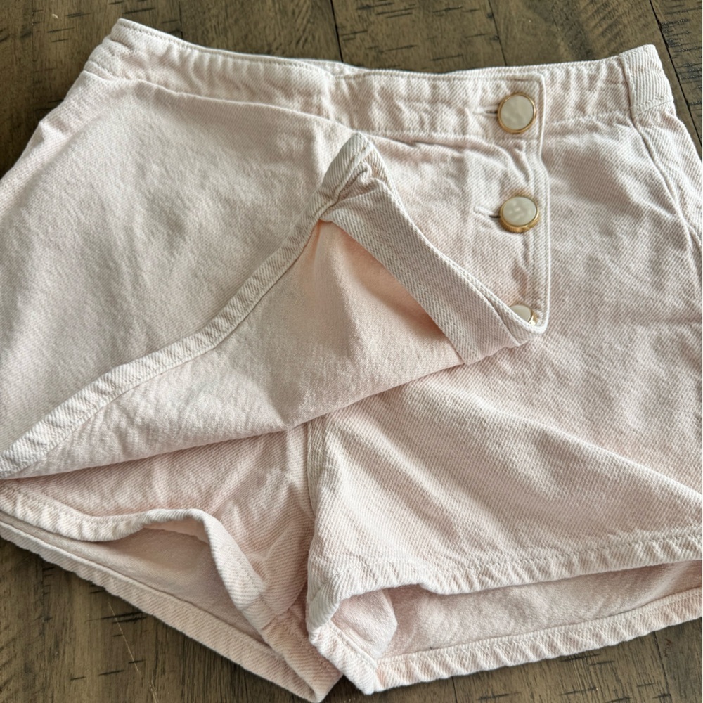 Zara blush pink Textured Skirt/short 100% Cotton - Picture 5 of 8